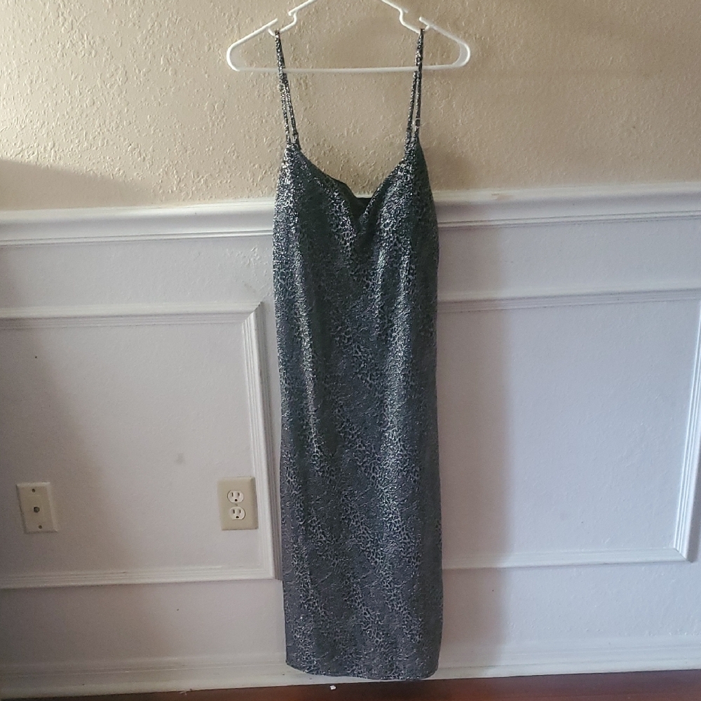 Planet Gold Black and White Midi Dress